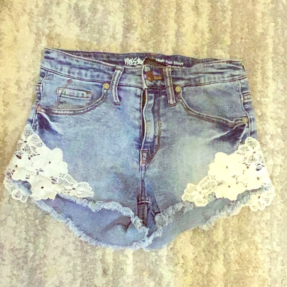Lace jean shorts